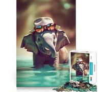 Rompecabezas para Adultos de 1000 Piezas Bebé Elefante bañándose,Arte de Bordes precisos,Juego de Habilidad Mental,Juego Tranquilo,Regalo de cumpleaños para la Mente (38x26cm)