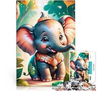 Rompecabezas para Adultos de 1000 Piezas Bebé Elefante mágico Entrena tu Cerebro y Tus Manos con póster a Juego y Hoja de Trivia 75x50cm