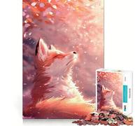 Rompecabezas para Adultos de 1000 Piezas Bebé Kitsune Zorro Sakura,Juego de Ajuste, Juego de Habilidad Mental,Juego Libre,Escena navideña (38x26cm)