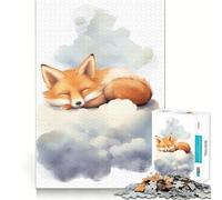 Rompecabezas para Adultos de 1000 Piezas Bebé Zorro durmiendo,articulaciones afiladas,Juguete Que desafía la Mente,diversión Tranquila,Navidad,decoración del hogar (50x75cm)