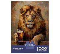 Rompecabezas para Adultos De 1000 Piezas Beer Drinking Lion Rompecabezas para Adultos Juegos Relajantes Decoración Perfecta Regalos para Reducir El Estrés 70x50cm/1000pcs