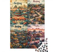 Rompecabezas para Adultos De 1000 Piezas Beijing Travel Guide Rompecabezas para Adolescentes Juego De Ingenio Decoración del Hogar Actividades Divertidas En Casa, 70x50cm/1000pcs