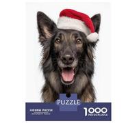 Rompecabezas para Adultos De 1000 Piezas Belgian Sheepdog with Santa Hat Portrait Rompecabezas para Adultos Juego De Ingenio Análisis Y Lógica Cumpleaños Y Navidad 38x26cm/1000pcs