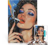 Rompecabezas para Adultos de 1000 Piezas Belleza fumando Entrena tu Cerebro y Tus Manos Cada Pieza es única: un desafiante y Divertido Juego Familiar 75x50cm