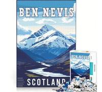Rompecabezas para Adultos de 1000 Piezas: Ben Nevis en Escocia, Juego Interactivo, Actividades Familiares, Lista de Deseos con Papá Noel 38x26cm