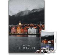 Rompecabezas para Adultos de 1000 Piezas,Bergen,Noruega,Juego Educativo Familiar,Actividades Familiares,Regalo de cumpleaños,tamaño 38x52cm