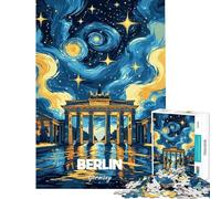 Rompecabezas para Adultos de 1000 Piezas Berlín Alemania Noche Estrellada Arte Rompecabezas para Adultos Juegos relajantes Alivia el estrés Oferta Regalo para Toda la Familia (Tamaño 38x52cm)