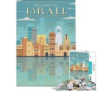 Rompecabezas para Adultos de 1000 Piezas Bienvenido a Israel - Juego práctico para Adultos - Decoración del hogar cumpleaños (Tamaño 50x75cm)