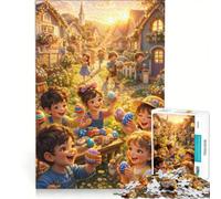 Rompecabezas para Adultos de 1000 Piezas Bienvenido a Pascua Juego Imposible Vacaciones en casa Pasa el Tiempo cumpleaños y Navidad 50x75cm