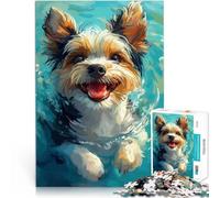 Rompecabezas para Adultos de 1000 Piezas Biewer Yorkshire Terrier Natación Juegos educativos Adecuado para decoración de Escritorio. 52x38cm