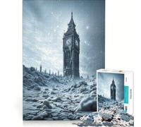 Rompecabezas para Adultos de 1000 Piezas Big Ben congelado en un Paisaje Invernal, decoración de Pared de Juguete, Actividades Divertidas en casa, para Fortalecer el Amor Entre Parejas 38x52cm