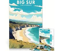 Rompecabezas para Adultos de 1000 Piezas,Big Sur,California,Arte de Corte Exacto,Juguete Inteligente para el Cerebro,Juego para Relajarse,decoración navideña,Regalo (38x26cm)