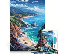 Rompecabezas para Adultos de 1000 Piezas,Big Sur,California,Pixel Exact Cut Art,Juguete Inteligente para el Cerebro,Juego para Relajarse,decoración navideña,Regalo (38x26cm)