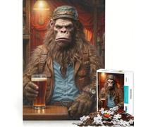 Rompecabezas para Adultos de 1000 Piezas: Bigfoot ama la Cerveza Artesanal, Juguetes para armar, Entrena tu Cerebro y Tus Manos, con póster y Hoja de Preguntas a Juego 38x26cm