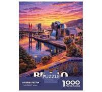 Rompecabezas para Adultos De 1000 Piezas Bilbao Spain Cityscape at Sunset Rompecabezas para Adultos Juguete Decoración De Pared Corte De Precisión 38x26cm/1000pcs