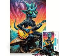 Rompecabezas para Adultos de 1000 Piezas Bio Rhythms Dino Guitarist Clean Cut Piece,Juguete Divertido para el Tiempo Libre,decoración navideña,Regalo (38x52cm)