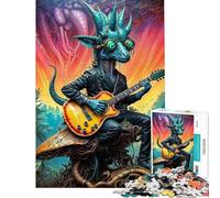 Rompecabezas para Adultos de 1000 Piezas Bio Rhythms Dino Guitarist Rompecabezas para Adultos Actividades Familiares desafiante para completar 50x75cm