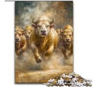 Rompecabezas para Adultos de 1000 Piezas: Bisonte Corriendo Ideal para Adolescentes y coleccionistas, Regalo de Viaje, Actividad Familiar 50x75cm