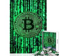 Rompecabezas para Adultos de 1000 Piezas Bitcoin criptomonedas códigos de Hackers Juegos educativos Regalo de cumpleaños Juguete decoración de Pared Actividades Divertidas en casa (38x52cm)