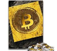 Rompecabezas para Adultos de 1000 Piezas, Bitcoin Dorado, Ayuda a ejercitar el Cerebro, Juguetes adictivos para Cultivar la Paciencia, interacción Entre Padres e Hijos, 26x38cm