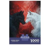 Rompecabezas para Adultos De 1000 Piezas Black and White Wolves Rompecabezas para Adultos Juegos Relajantes Decoración Cumpleaños 38x26cm/1000pcs