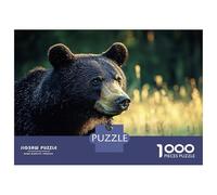 Rompecabezas para Adultos De 1000 Piezas Black Bear Portrait in Golden Light Rompecabezas para Adultos Juegos De Relajación Regalo De Cumpleaños Regalos para Reducir El Estrés 52x38cm/1000pcs