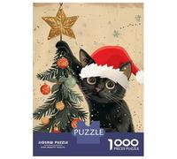 Rompecabezas para Adultos De 1000 Piezas Black Cat Christmas Tree Rompecabezas para Adultos Juego De Ingenio para La Diversión Familiar Actividades Divertidas En Casa, 38x26cm/1000pcs