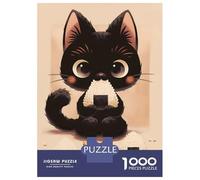 Rompecabezas para Adultos De 1000 Piezas Black Cat Eating Onigiri Rompecabezas para Adultos Juego De Ingenio Regalos para Mujeres 38x26cm/1000pcs
