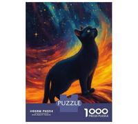 Rompecabezas para Adultos De 1000 Piezas Black Cat Gazing at The Stars Rompecabezas para Adultos Juegos Relajantes Alivia El Estrés Ayuda A Ejercitar El Cerebro 52x38cm/1000pcs