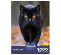 Rompecabezas para Adultos De 1000 Piezas Black Cat with Golden Eyes Rompecabezas para Adultos Juegos Relajantes Pero Divertidos Y Humorísticos para Cumpleaños, Navidad 70x50cm/1000pcs