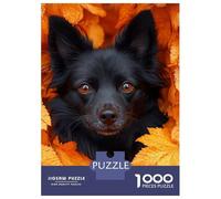 Rompecabezas para Adultos De 1000 Piezas Black Dog Portrait in Autumn Leaves Rompecabezas para Adultos Juegos Relajantes Análisis Y Lógica Regalos para Amigos Y Familiares 52x38cm/1000pcs