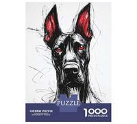 Rompecabezas para Adultos De 1000 Piezas Black Dog with Red Ears Rompecabezas para Adultos Juegos Relajantes Decoración Cumpleaños 38x26cm/1000pcs