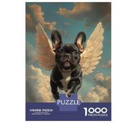 Rompecabezas para Adultos De 1000 Piezas Black French Bulldog with Angel Wings Pet Loss Tribute Rompecabezas para Adultos Juegos Relajantes Análisis Y Lógica Regalos para Amigos Y Familiares 52x38cm/