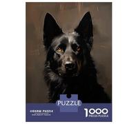 Rompecabezas para Adultos De 1000 Piezas Black German Shepherd Portrait Rompecabezas para Adultos Juego De Ingenio Regalos para Mujeres 38x26cm/1000pcs