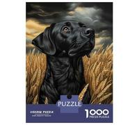 Rompecabezas para Adultos De 1000 Piezas Black Lab in Wheat Field Rompecabezas para Adultos Juguetes Antiestrés Decoración Actividades Divertidas En Casa 38x26cm/1000pcs