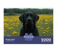 Rompecabezas Para Adultos De 1000 Piezas Black Labrador in A Field of Flowers Rompecabezas Para Adultos Juguete Decoración De Pared Decoración Del Hogar Regalos Para Amigos Y Familiares 38x26cm/1000pc