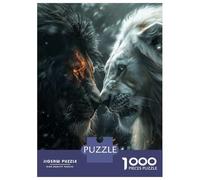 Rompecabezas para Adultos De 1000 Piezas Black Lion Vs White One Rompecabezas para Adultos Juego Práctico Corte De Precisión 70x50cm/1000pcs