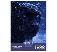 Rompecabezas para Adultos De 1000 Piezas Black Panther with Blue Eyes in Snow Rompecabezas para Adultos Juego De Ingenio Regalos para Mujeres 38x26cm/1000pcs