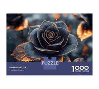 Rompecabezas para Adultos De 1000 Piezas Black Rose with Gold Accents Rompecabezas para Adolescentes Juego Familiar Carrera De Velocidad Manual Cumpleaños 38x26cm/1000pcs