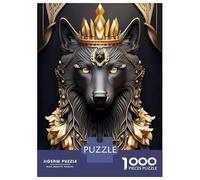 Rompecabezas para Adultos De 1000 Piezas Black Wolf Golden Art Deco Rompecabezas para Adultos Juego Práctico Oferta De Regalo De Cumpleaños como Regalos para Toda La Familia 70x50cm/1000pcs