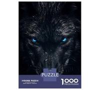 Rompecabezas para Adultos De 1000 Piezas Black Wolf with Blue Eyes Rompecabezas para Adultos Juguetes Antiestrés Decoración Actividades Divertidas En Casa 52x38cm/1000pcs