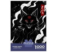 Rompecabezas para Adultos De 1000 Piezas Black Wolf with Red Markings Illustration Rompecabezas para Adultos Juegos Familiares Mejoran La Memoria Reducción del Estrés Regalos 38x26cm/1000pcs