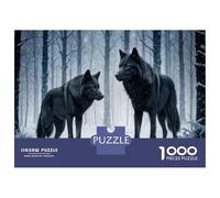 Rompecabezas para Adultos De 1000 Piezas Black Wolves in Snowy Forest Rompecabezas para Adultos Juego De Ingenio Análisis Y Lógica Cumpleaños Y Navidad 38x26cm/1000pcs
