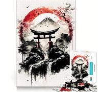 Rompecabezas para Adultos de 1000 Piezas,Blanco y Negro,Estilo Tradicional japonés,Corte Impecable Divertido,ejercita la Mente,Ideal para el Tiempo Libre y como decoración navideña 38x26cm