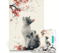 Rompecabezas para Adultos de 1000 Piezas Blossom Dreams Cat Kitty, Juguetes para armar, Entrena tu Cerebro y Tus Manos, con póster y Hoja de Preguntas a Juego 50x75cm