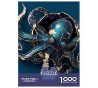 Rompecabezas para Adultos De 1000 Piezas Blue and Gold Octopus Sculpture Rompecabezas DIY Juguetes Divertidos Y Humorísticos Cumpleaños Y Navidad 38x26cm/1000pcs