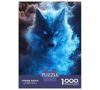 Rompecabezas para Adultos De 1000 Piezas Blue Fire Wolf Rompecabezas para Adultos Juegos De Relajación Desafío Difícil Juego Desafiante Regalos 38x26cm/1000pcs