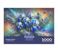 Rompecabezas para Adultos De 1000 Piezas Blue Iris Flower Art Print Rompecabezas Juego De Ingenio Regalos para Mujeres Cumpleaños Y Navidad 38x26cm/1000pcs