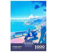 Rompecabezas para Adultos De 1000 Piezas Blue Scooter by The Sea Rompecabezas para Adultos Juego Práctico Análisis Y Lógica Gran Regalo para Los Amantes De Los Juegos 52x38cm/1000pcs