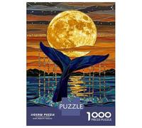 Rompecabezas para Adultos De 1000 Piezas Blue Whale Tail Stained Glass Rompecabezas para Adultos Juguete Decoración De Pared Mejora La Memoria Cumpleaños 70x50cm/1000pcs